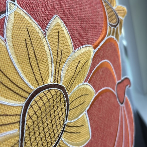 Artisan Harvest Table Runner, embroidered,cutout sunflowers & pumpkins,Fall - Picture 2 of 9